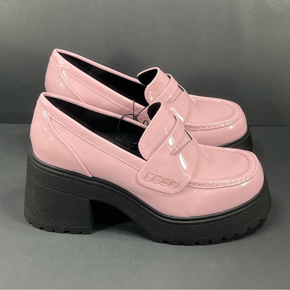 Soda Shoes - Pink Patent Platform Loafers